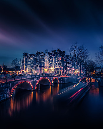 Cities, Rivers, Building, Bridge, Channel, Amsterdam HD phone wallpaper
