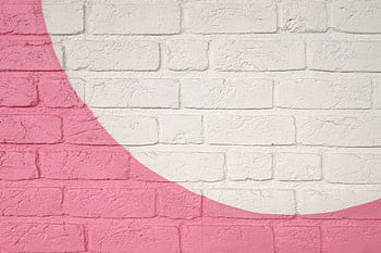 Modern pink and white brick wall with artistic design texture. HD wallpaper