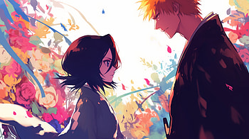 Bleach Anime Ichigo and Rukia, Anime, Bleach, Ichigo Kurosaki, Rukia Kuchiki HD wallpaper