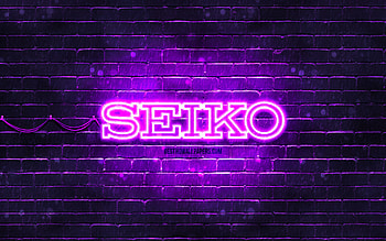 Seiko violet logo, , violet brickwall, Seiko logo, brands, Seiko neon logo, Seiko HD wallpaper