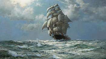 Artwork Montague Dawson Ocean Paintings Sail Ship Ships HD wallpaper