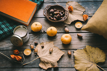 Autumn, Leaves, Tangerines, Acorns, Chestnuts, Miscellanea, Miscellaneous HD wallpaper