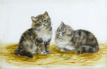 Two little Cats, cats, kitten, painting, animals HD wallpaper