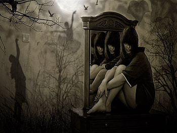 HEAVEN IN YOUR EYES, haven, fantasy, woman, black and white HD wallpaper