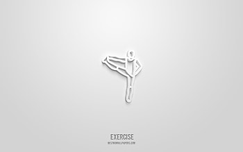 Exercise 3d icon, white background, 3d symbols, Exercise, sport icons, 3d icons, Exercise sign, sport 3d icons HD wallpaper