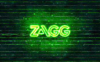 Zagg green logo, , green brickwall, Zagg logo, brands, Zagg neon logo, Zagg HD wallpaper