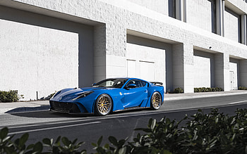 Ferrari 812 N-Largo, front view, exterior, blue 812 N-Largo, Italian sports cars, supercar, Ferrari HD wallpaper