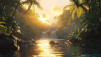Golden Hour Bliss: Fall Landscape Palm Tree, Golden Hour, fall, landscape, nature, palm tree HD wallpaper