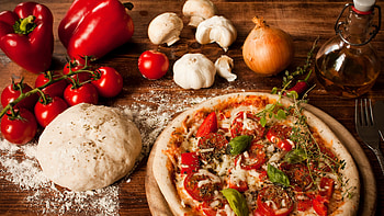 Pizza toppings, Savory flavors, Gourmet dish, Delicious cuisine HD wallpaper