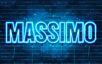 Massimo, , with names, Massimo name, blue neon lights, Massimo Birtay, Happy Birtay Massimo, popular italian male names, with Massimo name HD wallpaper
