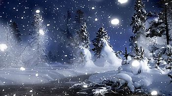 3D Winter Night Snow HD wallpaper
