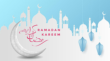 Ramadan Kareem Eid Mubarak Mosque Blue White Background Ramadan HD wallpaper
