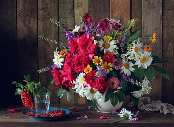 Still life, Strawberry, Flowers, Fruit, Vase HD wallpaper