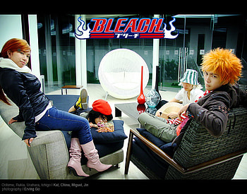 bleach cosplay, ichigo, rukia, orihime, urahara HD wallpaper