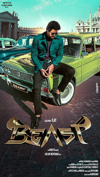 Vijay Beast, Car Background, Poster HD phone wallpaper