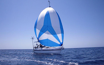 Sailboat, blue, sea, yacht HD wallpaper