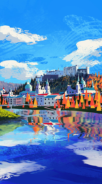 Landscape, Art, City HD phone wallpaper