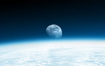 Moon, planet, blue horizon HD wallpaper
