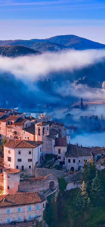 The village of Arrone in Umbria, Italy, man made, village HD phone wallpaper