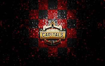 Bratislava Capitals, glitter logo, ICE Hockey League, red black checkered background, hockey, austrian hockey team, Bratislava Capitals logo, mosaic art HD wallpaper