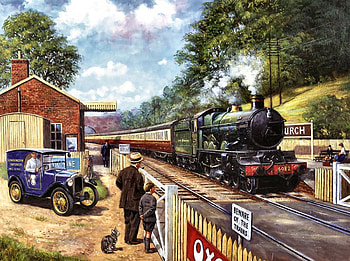 Spotting With Grandpa - Train C, art, engine, train, beautiful, illustration, artwork, wide screen, painting, tracks, locomotive, railroad HD wallpaper
