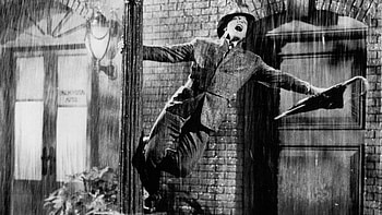 Rainy movies, Grayscale umbrellas, Singing in the Rain, Gene Kelly HD wallpaper