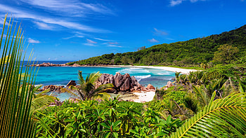 Anse Coco beach, Paradise island, La Digue island, ultra HD wallpaper