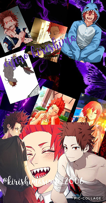 Eijiro kirishima, red, red riot, mha, purple, bnha, class 1a, cute, anime HD phone wallpaper