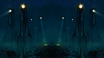 Aliens Creatures Slender Man Spotlight Trees HD wallpaper