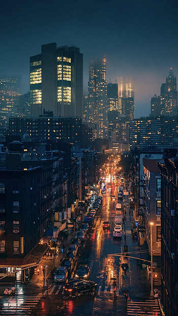Aesthetics Rainy City , Rain Night City HD phone wallpaper