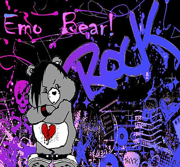 EMO CAREBEAR, carebear, grey, emo, cool, rock HD wallpaper
