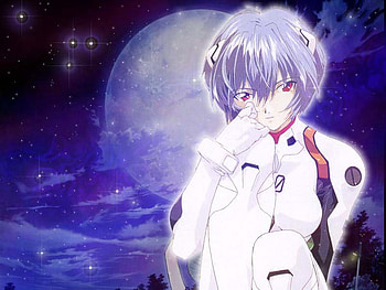 Ayanami Rei, night, rei, evangelion, moon, alone, female HD wallpaper