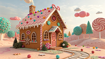 Candy-Coated Gingerbread House — Ultra, gingerbread house, candy cane, lollipop, candy HD wallpaper