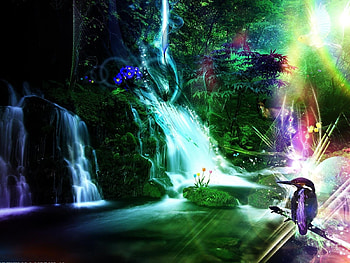 Landscape, Birds, Waterfalls HD wallpaper