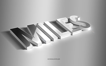 Miles, silver 3d art, gray background, with names, Miles name, Miles greeting card, 3d art, with Miles name HD wallpaper