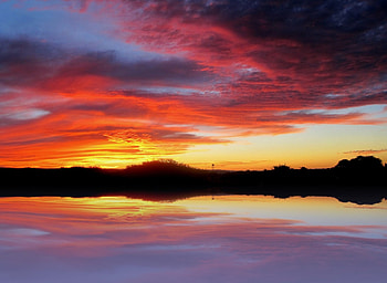 Rosy Sunset Reflection, Reflections, Nature, Sunsets, Clouds, Sky HD wallpaper