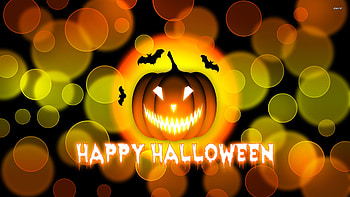 HaPpY HaLLoWeEn, bokeh, pumpkin, cute, bats HD wallpaper