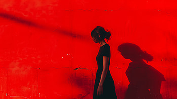 Crimson Silhouette, woman, red aesthetic, shadow, silhouette HD wallpaper