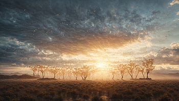 Desert, desert, sky, paint, painting, cactus HD wallpaper
