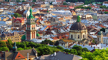 Lviv's skyline, Stunning views of Lviv, Ukrainian cityscape, Backiee HD wallpaper
