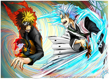 naruto vs toushiro, naruto, bleach, khai HD wallpaper