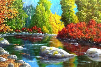 Colorful Landscapes, attractions in dreams, colors, paintings, landscapes, parks, love four seasons, lakes, trees, autumn, nature, fall season HD wallpaper