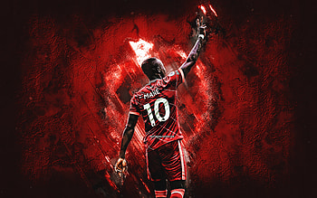 Sadio Mane, Liverpool FC, Senegalese footballer, midfielder, red stone background, football, Premier League, England, soccer HD wallpaper