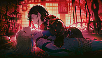 An Shiraishi - Whip The Wimp Girl!! [Trained], Shiraishi An, Azusawa Kohane, vampire, video game HD wallpaper