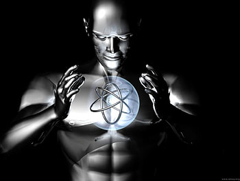 Harness the Atom, atom, controll, science, man, metalic HD wallpaper