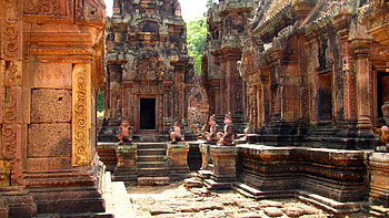 Cambodia historic site, Banteay Srei Temple HD wallpaper