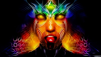woman, face, fractal, art HD wallpaper