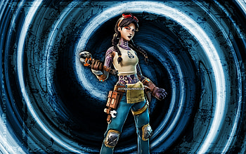Jules, blue grunge background, Fortnite, vortex, Fortnite characters, Jules Skin, Fortnite Battle Royale, Jules Fortnite HD wallpaper