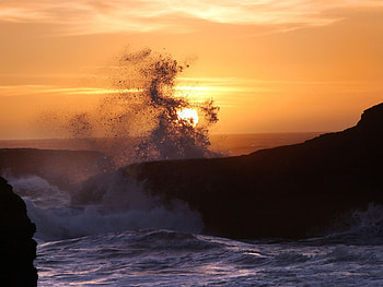 Landscape, Sunset, Sea, Waves HD wallpaper
