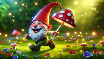 Enchanted Garden Gnome, gnome, mushroom, fairy tale, flower, whimsical HD wallpaper